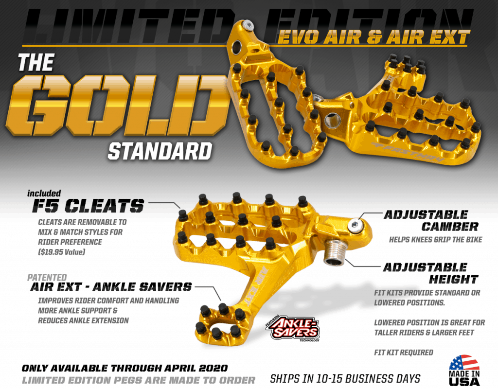 Fastway Limited Edition Gold Motocross Footpegs